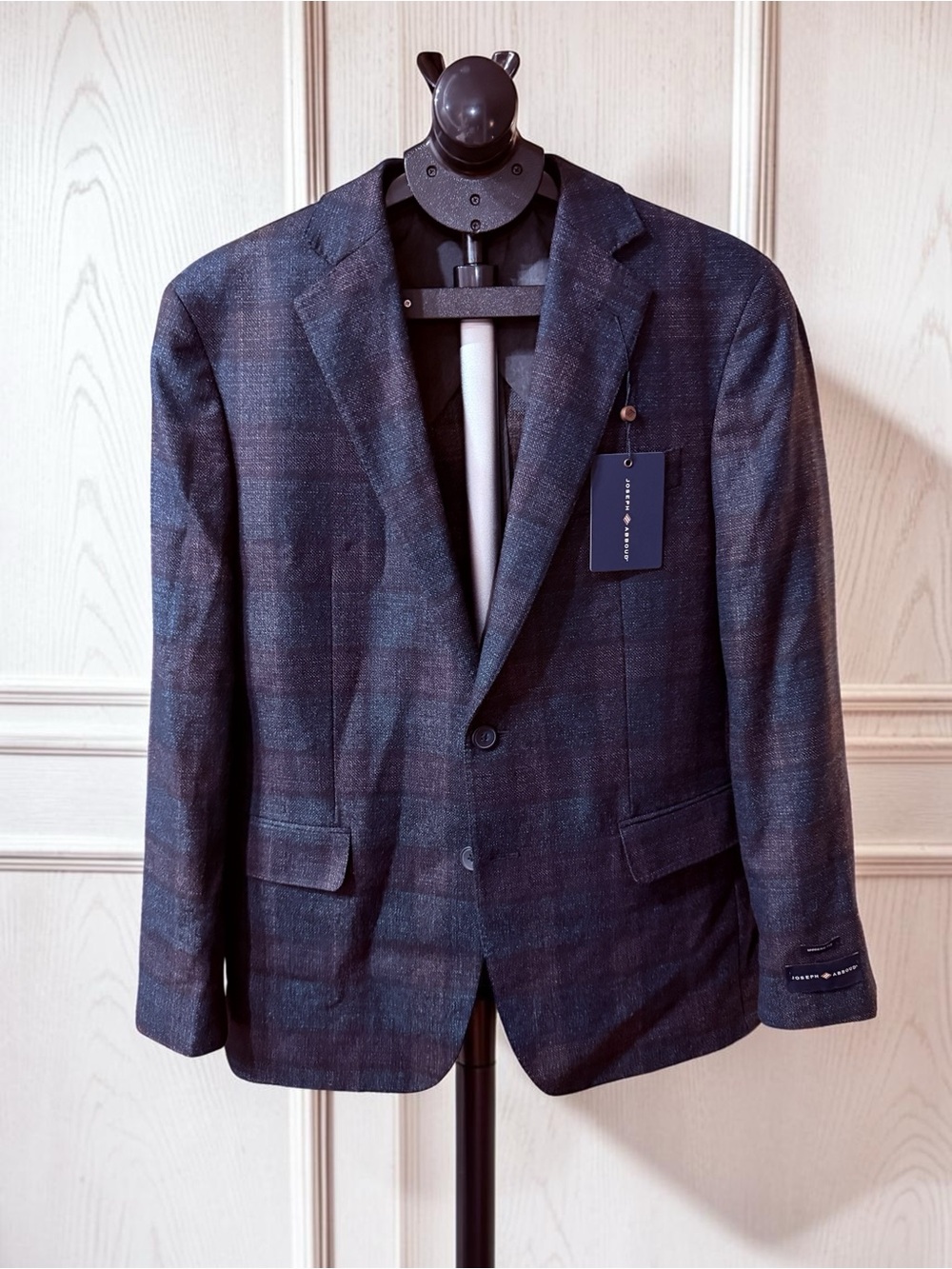 NWT Joseph Abboud REDA 1865 Italian Wool Blazer Blue Plaid Modern Fit Sport Coat